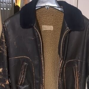 Men's Brown Leather Jacket with Shearling Lining